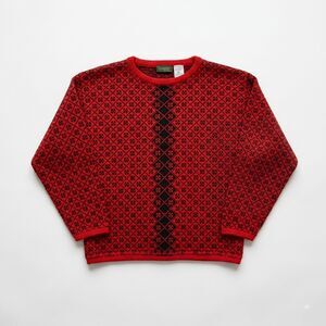 Vintage Nordic Wool Sweater Italy Scoop Neck Pullover Fair Isle Women's PM